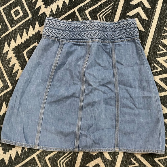 Free People High Waist Braided Detail Jean Skirt NWOT 0 - Picture 4 of 4